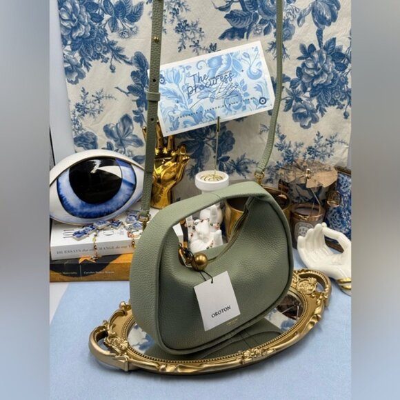 🆕 OROTON 🧿 NWT Clara Mini Convertible Crossbody Bag, Cactus Leather - Picture 3 of 15